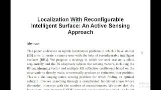 Localization With Reconfigurable Intelligent Surface An Active Sensing Approach [upl. by Nuahsal]