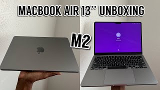 m2 macbook air 13inch space gray unboxing  setup [upl. by Ynot162]