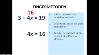 Ekvationslösning fingermetoden [upl. by Estrellita]