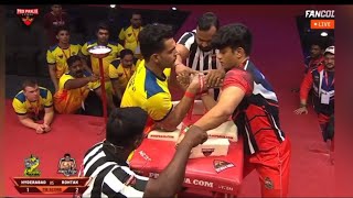 Aryan kandari 80kg vs Dheeraj Singh 80kg  pro panja leaguearmwrestling viral [upl. by Kallick]