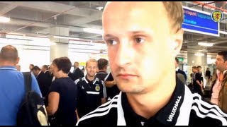 Leigh Griffiths previews Macedonia v Scotland at Alexander The Great Airport [upl. by Oisangi87]