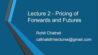 Lecture 2  Pricing of Forwards and Futures  CA Final CFA Level 2 FRM Part 1 [upl. by Stearn]