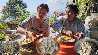 मिठ्ठो Pork MOMO amp Achaar with Akabare Chilli Nepali Mukbang Diktel  K lets eat [upl. by Reltuc]