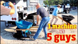 One Mulch machine Vs four guys Can it move Material as fast as they Claim [upl. by Hugo818]