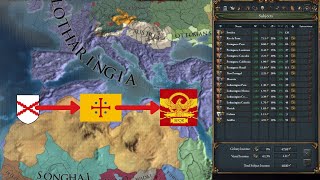 EU4  Timelapse  Burgundy  Lotharingia  The Roman Empire [upl. by Anivid]