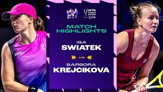 Iga Swiatek vs Barbora Krejcikova  2024 WTA Finals Riyadh Group Stage  Match Highlights [upl. by Drarrej]