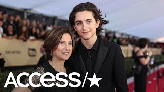 Timothée Chalamet Brought His Mom To The 2018 SAG Awards See His Sweet Throwback Tribute  Access [upl. by Nevyar295]