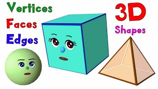 Learn About Faces Edges and Vertices  3D Shapes  Basic Geometry for Kids  Noodle Kidz [upl. by Assennej]