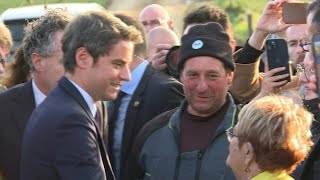 French Prime Minister Gabriel Attal arrives in HauteGaronne to meet farmers  AFP [upl. by Zak]