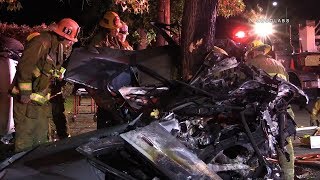 Quadruple Fatal Crash  Northridge RAW FOOTAGE [upl. by Ennyl]