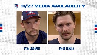 NYR at CAR Ryan Lindgren and Jacob Trouba Postgame Media Availability  Nov 27 2024 [upl. by Celeski]