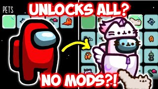 Unlock All Cosmetics in Among Us 2023 without using MOD Is it Possible  Pusheen Cosmicube Update [upl. by Suoivatnod]