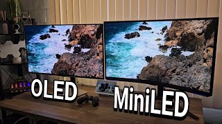 Samsung G8 OLED vs Neo G8 MiniLED [upl. by Leuqar]