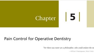 Pain Control for Operative Dentistry Local Anesthesia in Restorative Dentistry [upl. by Aleibarg]