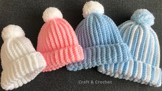 Easy amp fast crochet baby hatcrochet beaniecrochet for beginners [upl. by Goto]