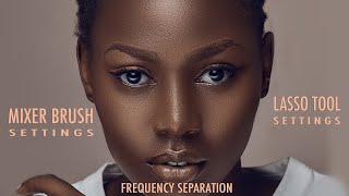 Mixer Brush Tool Settings Vs Lasso Tool For Frequency Separation In Photoshop  Skin Retouching [upl. by Morse398]