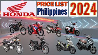 Honda Motorcycles Price List in Philippines 2024 [upl. by Llerrahs]