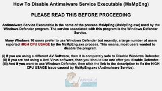 FIX Disable Antimalware Service Executable High CPU Usage [upl. by Brandise529]