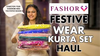 Fashor Festive Kurta Set Haul  Elevate Your Ethnic Style this Season  Basic With Divya [upl. by Ailatan]