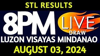 Stl Result Today 800 pm draw August 03 2024 Saturday Luzon Visayas and Mindanao Area Live [upl. by Roseanne361]