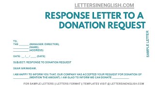 Response Letter to a Donation Request – Sample Letter Responding to a Donation Request [upl. by Einra368]