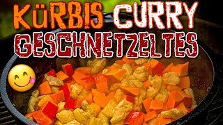 Kürbis Curry Geschnetzeltes aus dem Dutch Oven  Leckeres Rezept für den Herbst DutchOven BBQ [upl. by Annail]