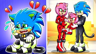 Miraculous Sonics Family Abandoned Baby Catnoir Sonic  Sonic the Hedgehog 2 Animation [upl. by Maurilia]