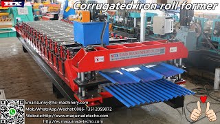 Corrugated iron roll former r panel forming machine [upl. by Adnih609]