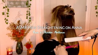 ASMR Real Person Hair Straightening Brushing amp Combing with Rain amp Thunder Ambiance for Sleep [upl. by Schreibman]