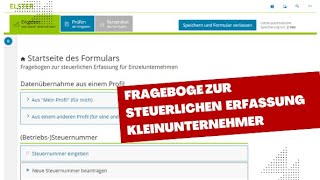 Kleinunternehmer Fragebogen zur steuerlichen Erfassung [upl. by Oicnanev]