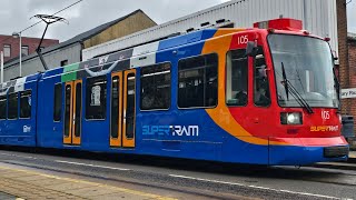 Sheffield SuperTram 105 From Middlewood To Meadowhall [upl. by Teevens]