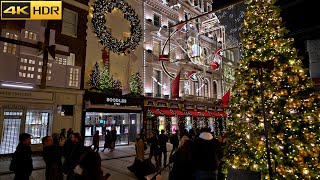 🎄Christmas Lights Walk in Posh Bond Street  2024 🎁 London Christmas Walk 4K HDR [upl. by Metts124]