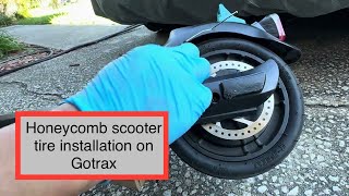 Installing Airless Honeycomb solid tire on GOTRAX Apex Pro step by step tutorial instructions [upl. by Aliel]