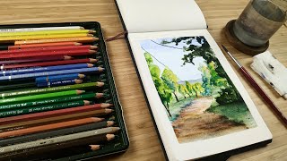 Painting landscapes with watercolour pencils [upl. by Clippard]