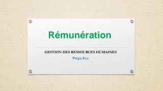 Gestion des ressources humaines la rémunération [upl. by Horter928]