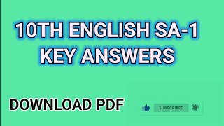 10th English SA 1 Key Answer 2024  10th mid term 2024 key answer learneasilyhub [upl. by Brufsky645]