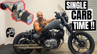 How to CONVERT your XV750 Virago to single CARBURETTOR  Mikuni TM38 Flatslide [upl. by Temme]