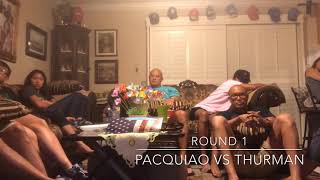 Fan Reactions to Best Pacquiao vs Thurman Rounds Rounds 1 and 10 [upl. by Einalem]