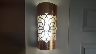 DIY Wall Sconce decorate with Arabesque design كيف تصنعي اباجورة حائطية بزواقة الارابيسك [upl. by Porty751]