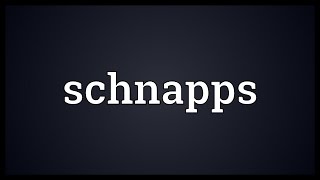 Schnapps Meaning [upl. by Anerual]