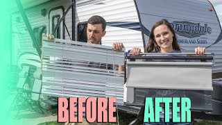 SlowRise DayNight Roller Shades RV Install  Goodbye Mini Blinds  RV Upgrade [upl. by Adnohsed]