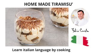 Tiramisù x casa classico al mascarpone corso di italiano  Learn Italian cooking fabiocampoli [upl. by Nylirak]