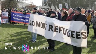 Farright nationalists protest against housing refugees in Skegness hotels  BBC Newsnight [upl. by Auqinot844]