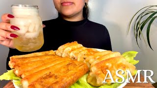 ASMR eating crispy Gyoza and egg roll platter [upl. by Giannini971]