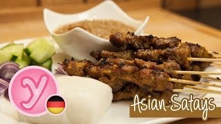 Die ORIGINAL Satay Spieße  Mega leckerer Snack  würzige Fleischhappen aus Asien [upl. by Jarvis]