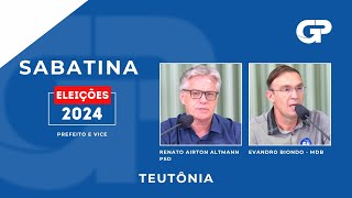 ELEIÇÕES 2024  SABATINA COM CANDIDATOS DE TEUTÔNIA  RENATO AIRTON ALTMANN E EVANDRO BIONDO [upl. by Krishnah]