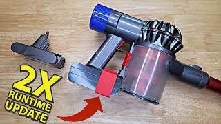 Double the Runtime of Dyson V6 Cordless Vacuum Cleaner UPDATE 2X Capacity Battery Quick Change Clip [upl. by Favian]