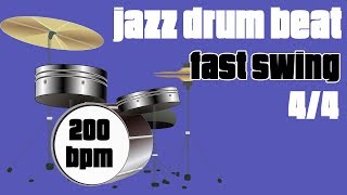 Jazz Drum Loop  Fast Swing Beat  200 BPM  ONLY DRUMS [upl. by Anya377]