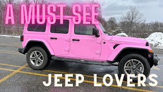 PINK JEEP WRANGLER SAHARA WRAPPED  VLOG 💗 [upl. by Haelam]