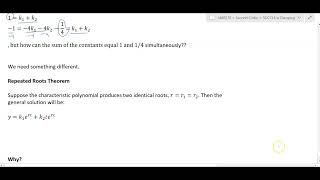 Second Order Differential Equations with Repeated Roots [upl. by Laureen]